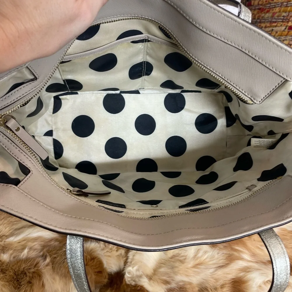 Kate Spade Taupe Tote with Metallic Straps